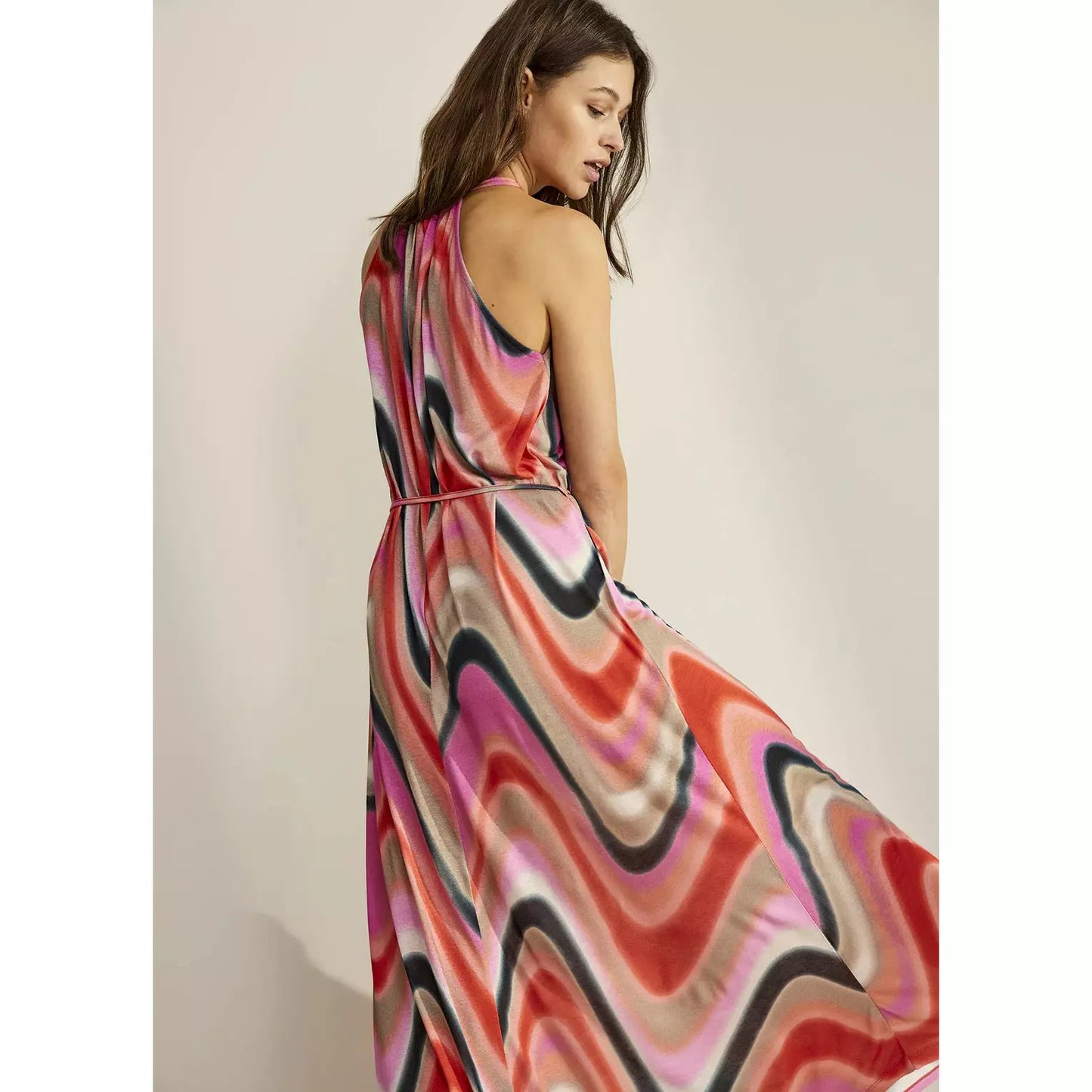 Summum Woman Ladies Halter-Neck Dress - Wave Print