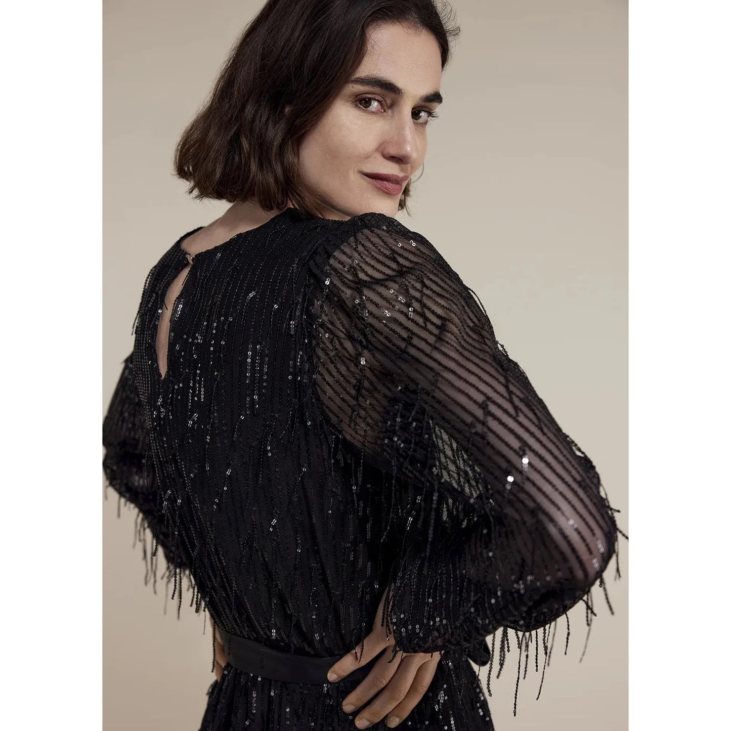 Summum Woman Ladies Sequin Fringe Dress