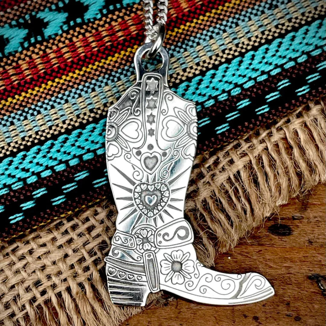 CarterGore Sterling Silver Cowboy Boot Necklace