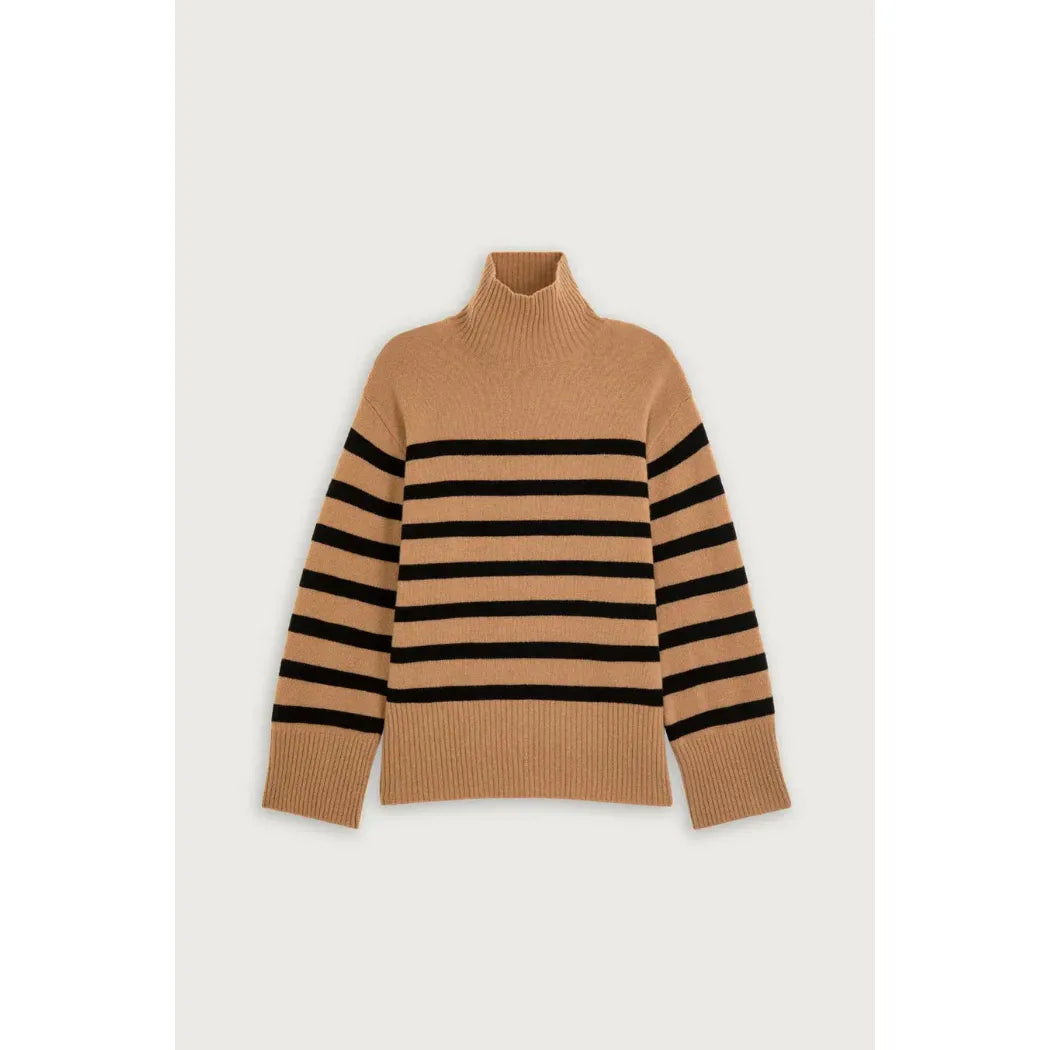 Suncoo Ladies Palacio Pullover - Brown with Stripes
