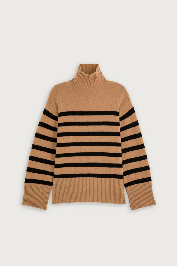 Suncoo Ladies Palacio Pullover - Brown with Stripes