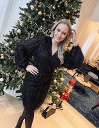Summum Woman Ladies Fluffy Wrap Dress - Black