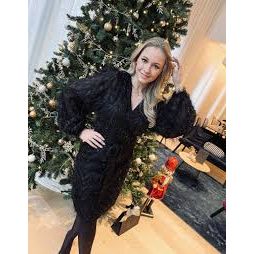 Summum Woman Ladies Fluffy Wrap Dress - Black