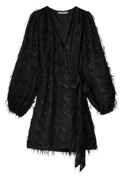 Summum Woman Ladies Fluffy Wrap Dress - Black