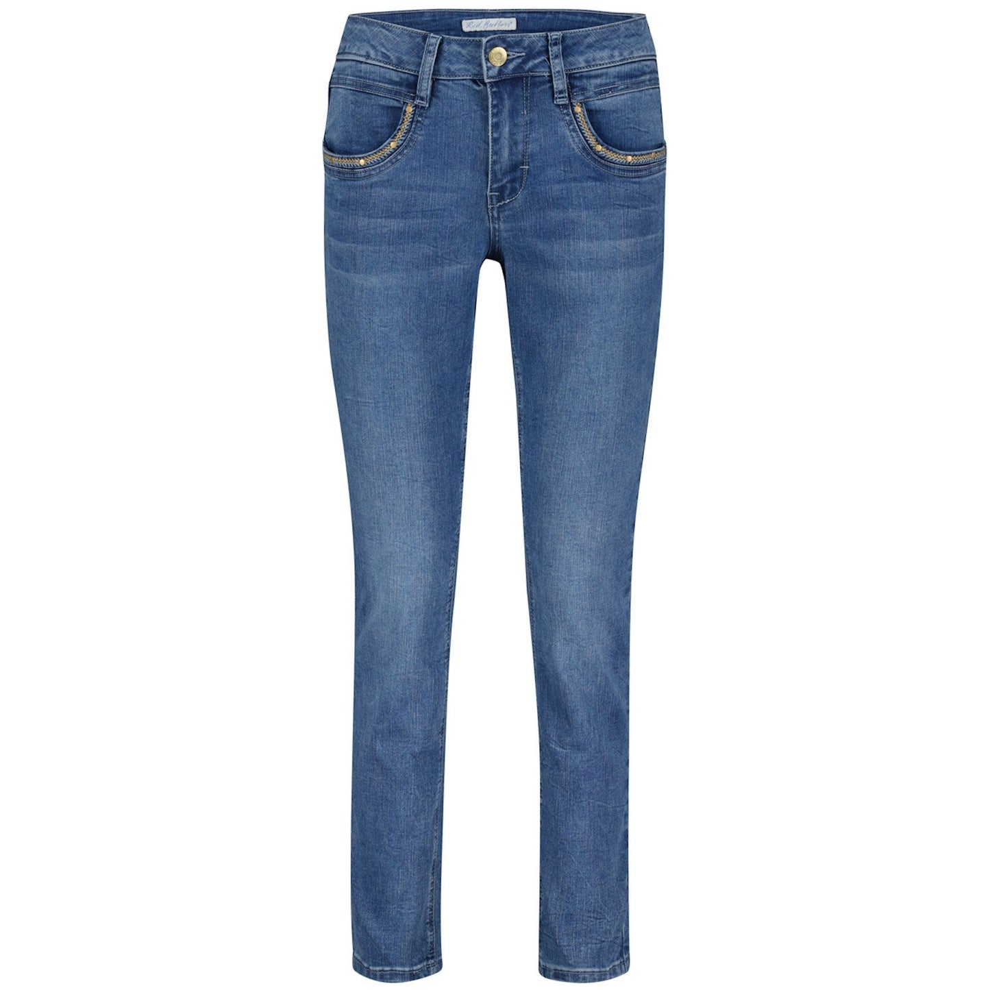 The Sissy jean has delicate detail embroidery just below each front pocket, making them extra special, subtly different jeans. Designed in a contoured fit to fall neatly at the ankle, the regular rise fit is a natural and flattering wear.
