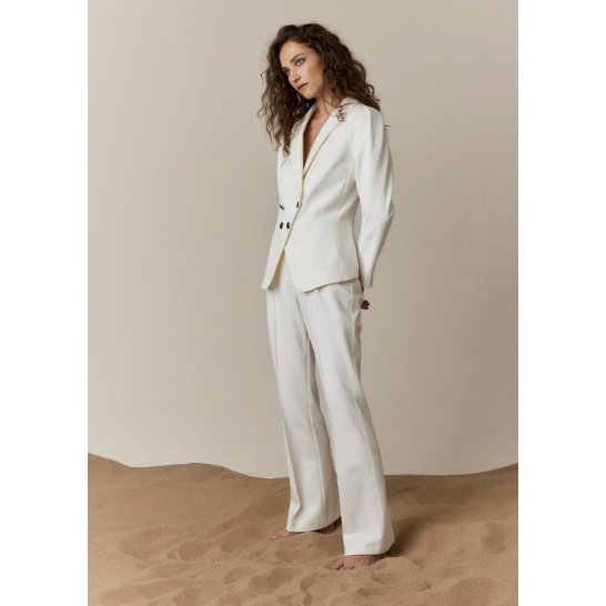 WHITE DOUBLE BREASTED BLAZER WITH FOUR BUTTON
