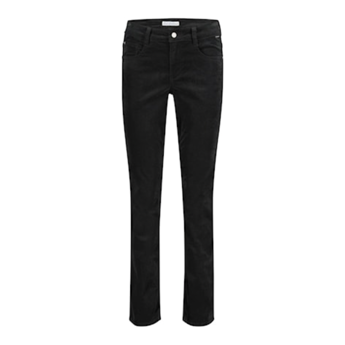 Dark Grey Velvet tapered leg trousers with zip and button