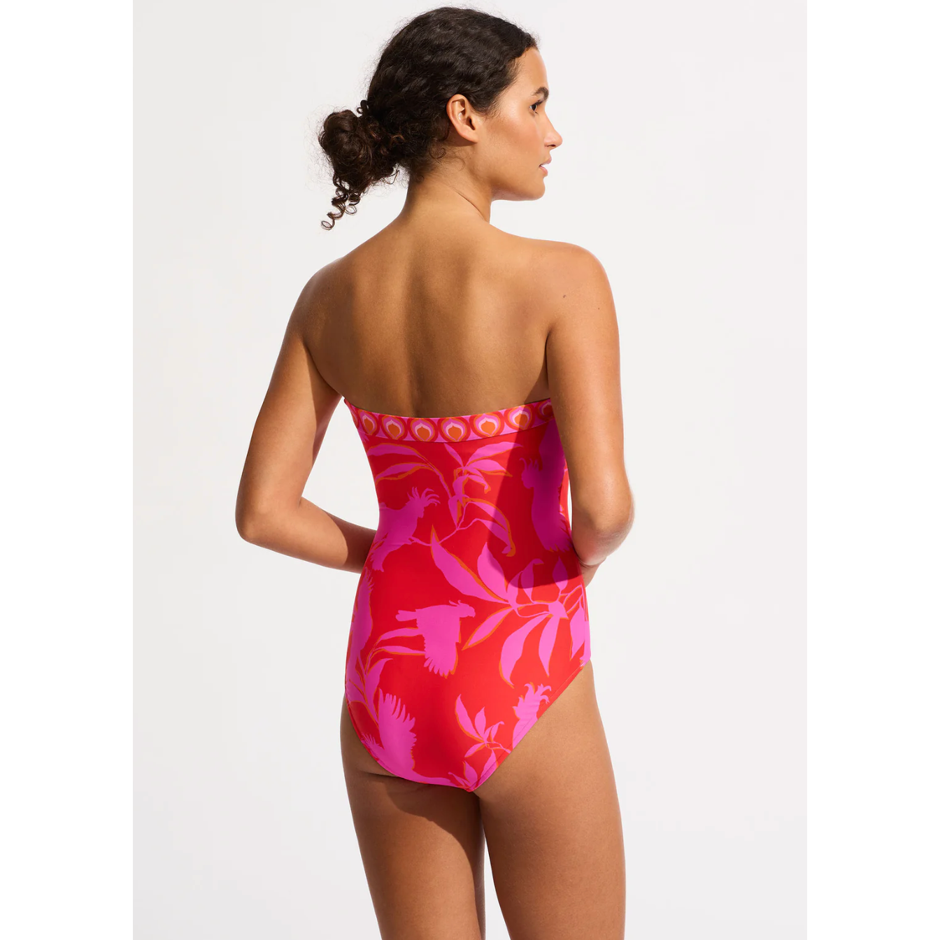 Seafolly Ladies Birds Of Paradise DD Bandeau One Piece Swimsuit - Chilli Red