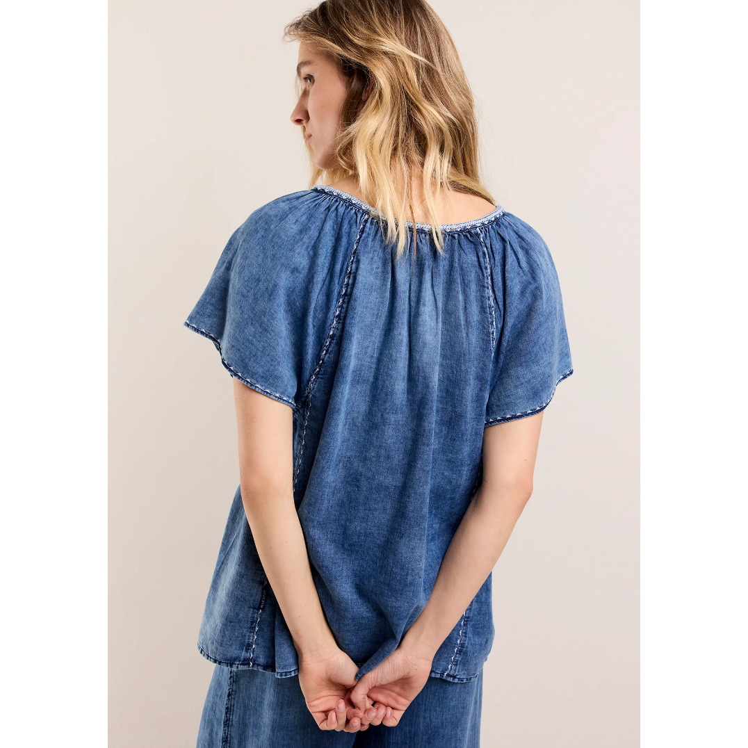Summum Woman Ladies Blue Daze Embroidered Top - Indigo