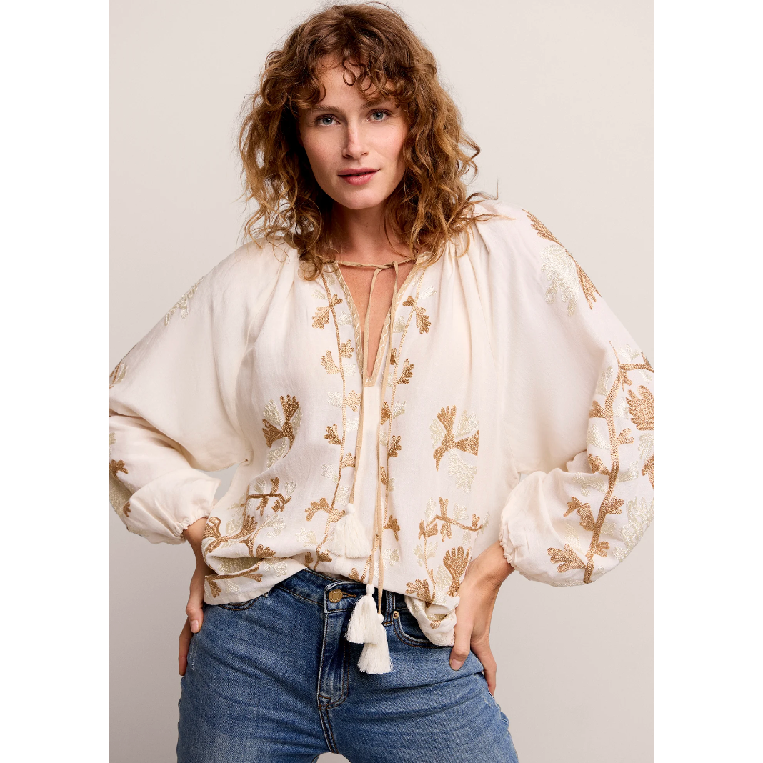 Summum Woman Ladies Embroidered Blouse - Ivory