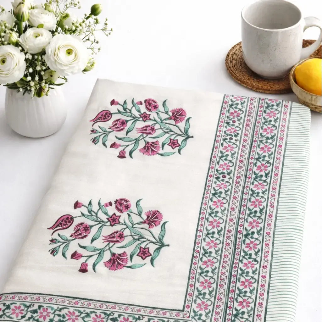 Indian Block Printed Tablecloth 220cm x 270cm (Eight Seat Table) - Multiple Designs