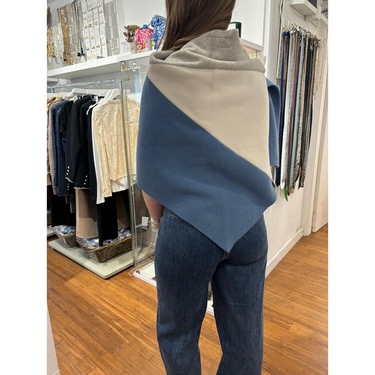 Henriette Steffensen Ladies No Waste Scarf 4078 NW - Sand/Dusky Blue