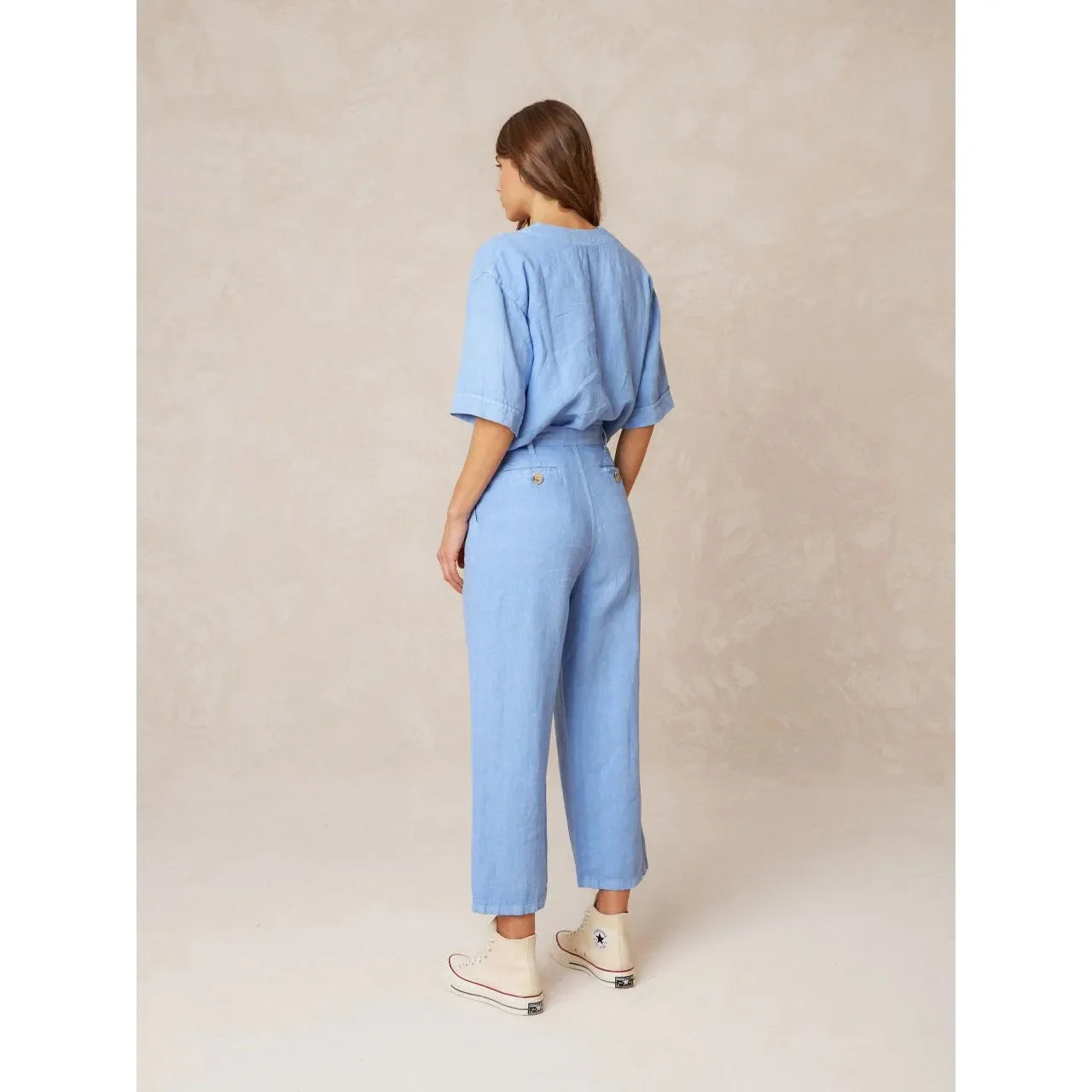 Indi and Cold Ladies Linen Crop Overshirt - Glacial Blue
