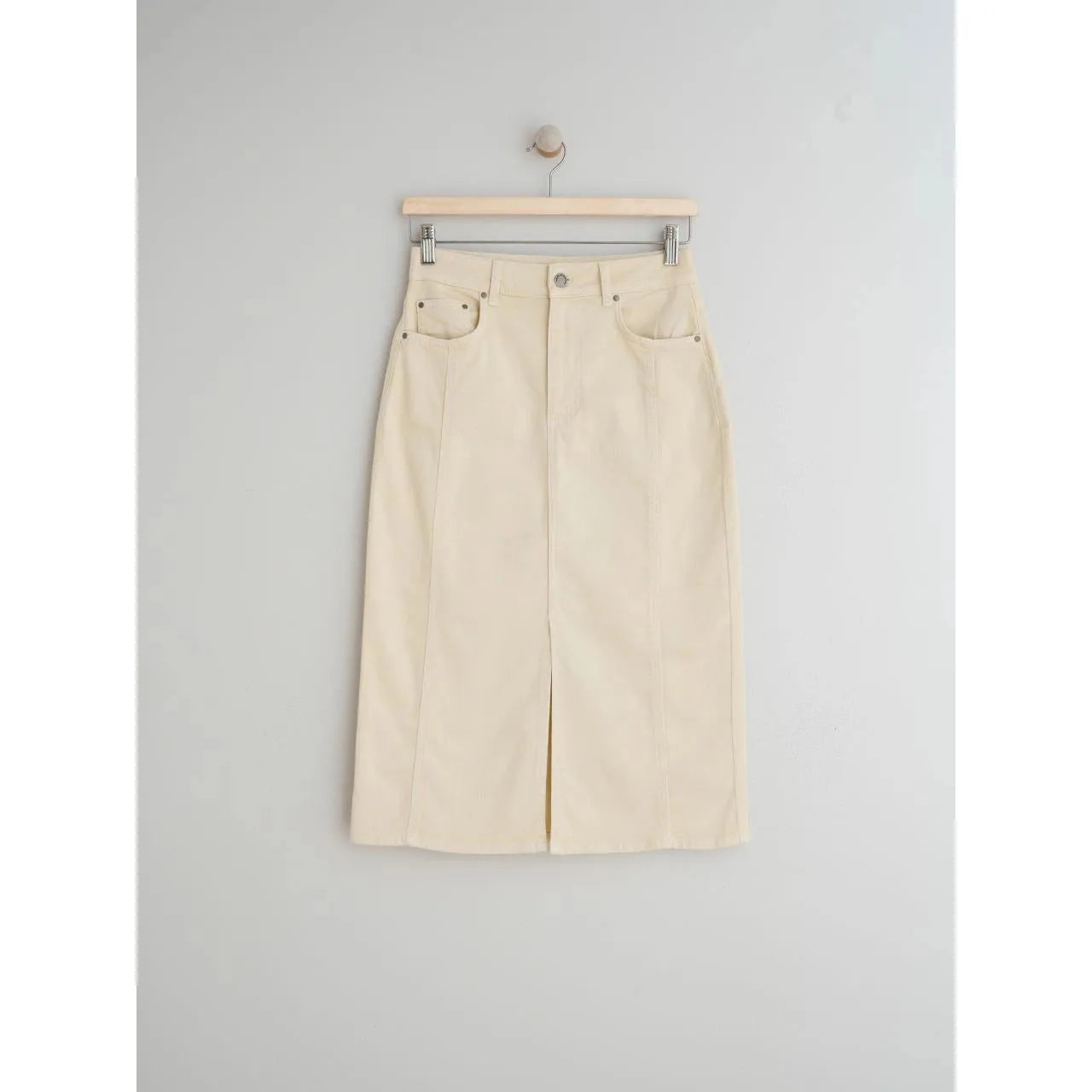 Indi and Cold Ladies Denim Pencil Skirt - Ecru