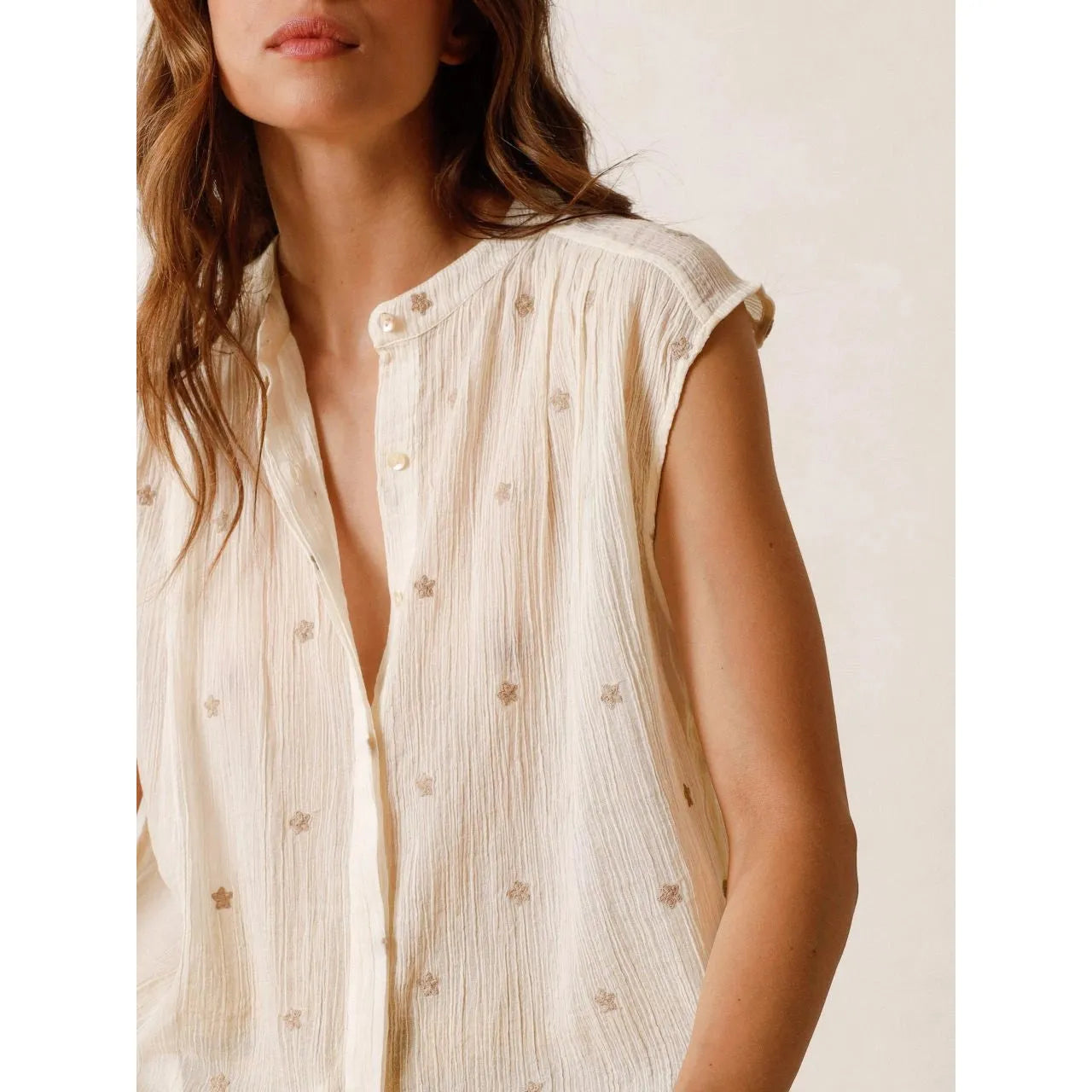 Indi and Cold Ladies Crepe Gauze Shirt - Ecru