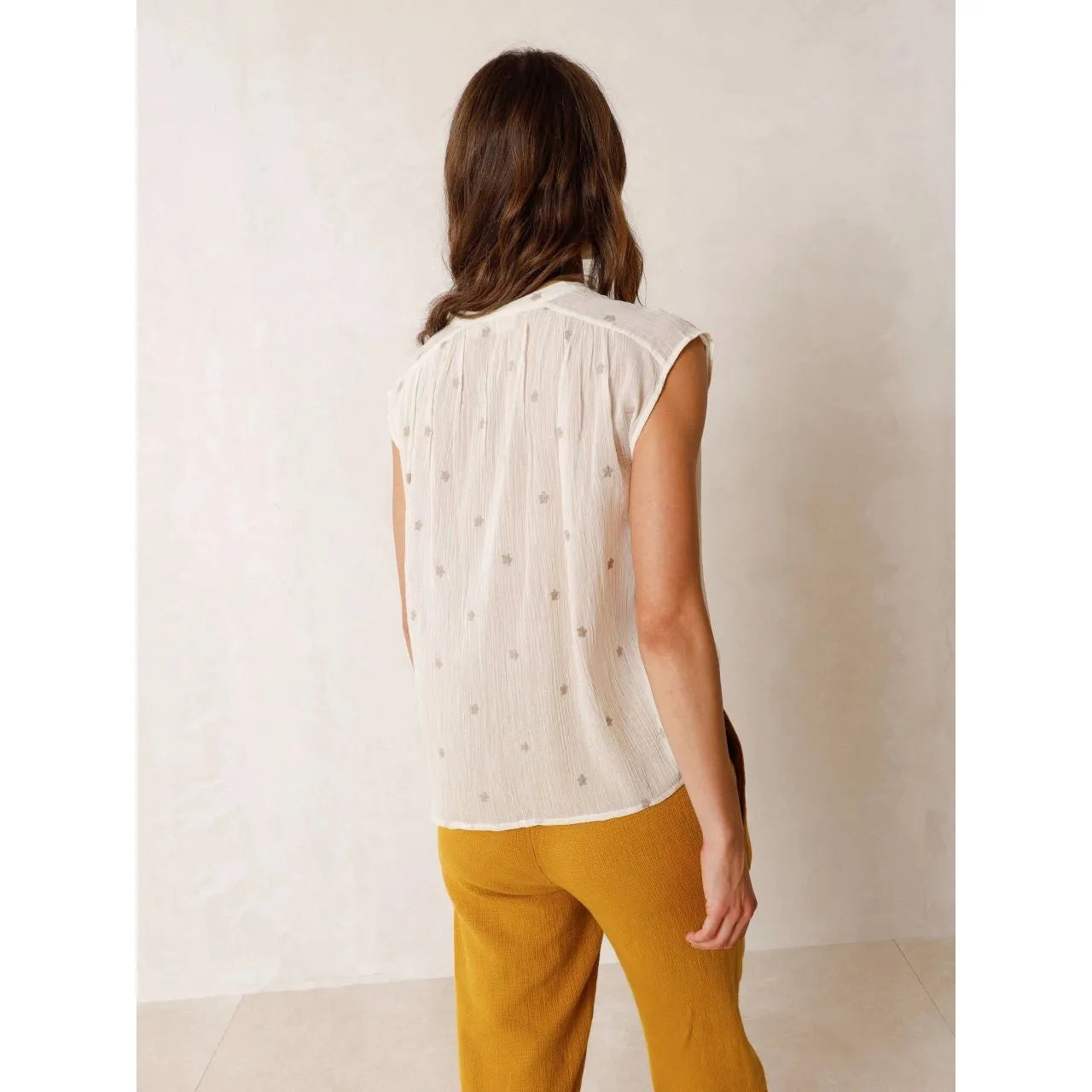 Indi and Cold Ladies Crepe Gauze Shirt - Ecru