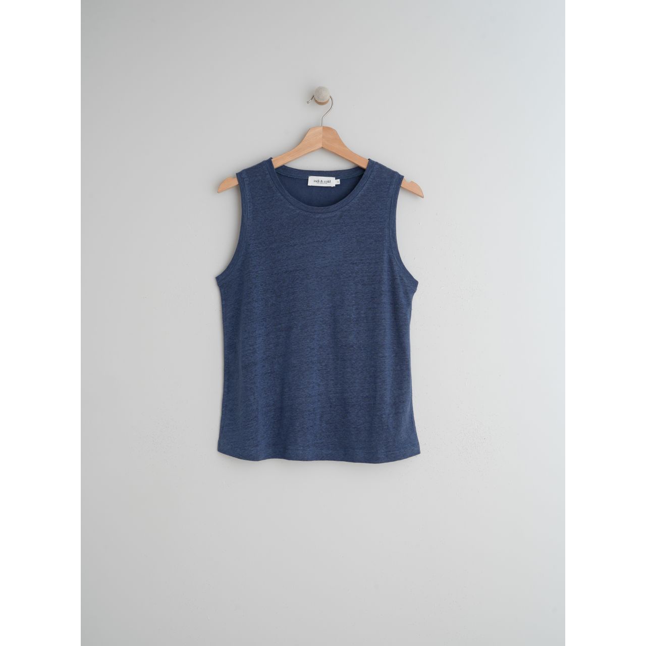 Indi and Cold Ladies Sleeveless Linen Tank Top - Indigo