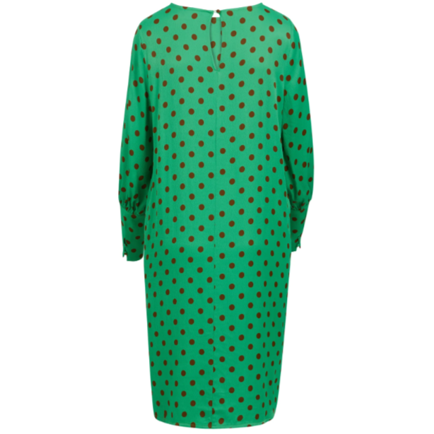 Coster Copenhagen Ladies Dress - Green with Gatherings and Dot Print