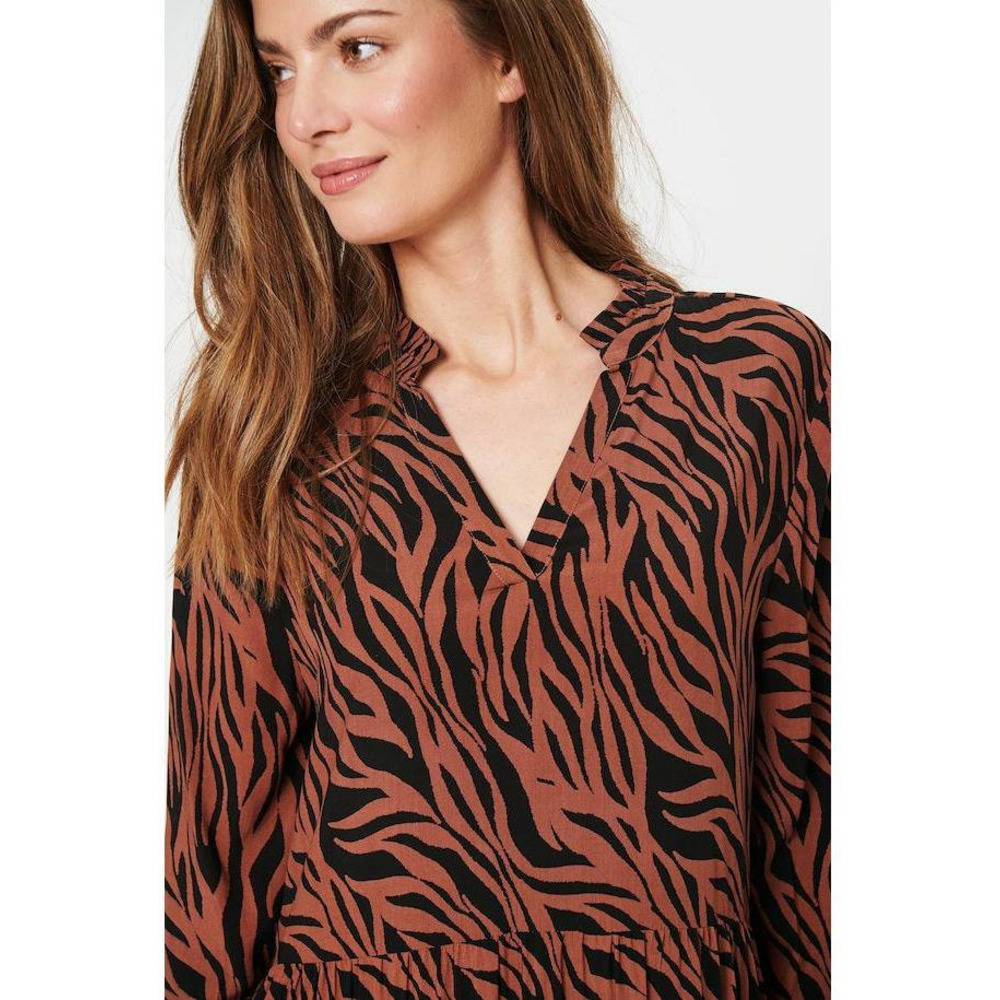 Saint Tropez Ladies Eda Maxi Dress - Black B Zebra