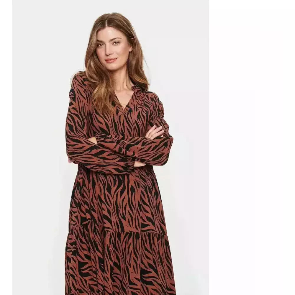 Saint Tropez Ladies Eda Maxi Dress - Black B Zebra