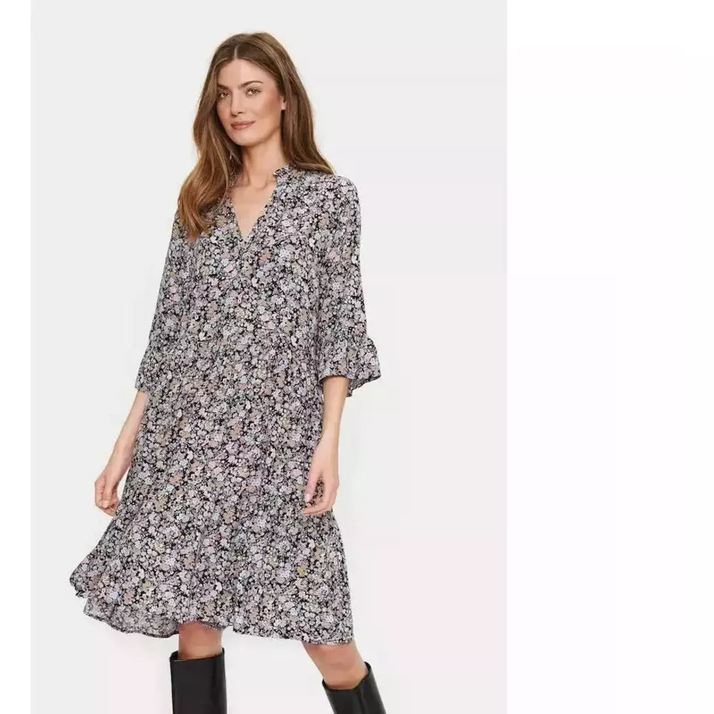 Saint Tropez Ladies Eda Dress - Black Flower Story