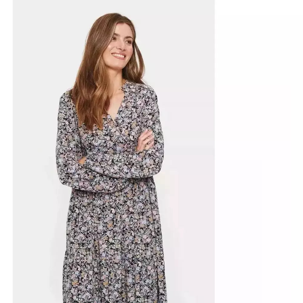 Saint Tropez Ladies Eda Maxi Dress - Black Flower Story