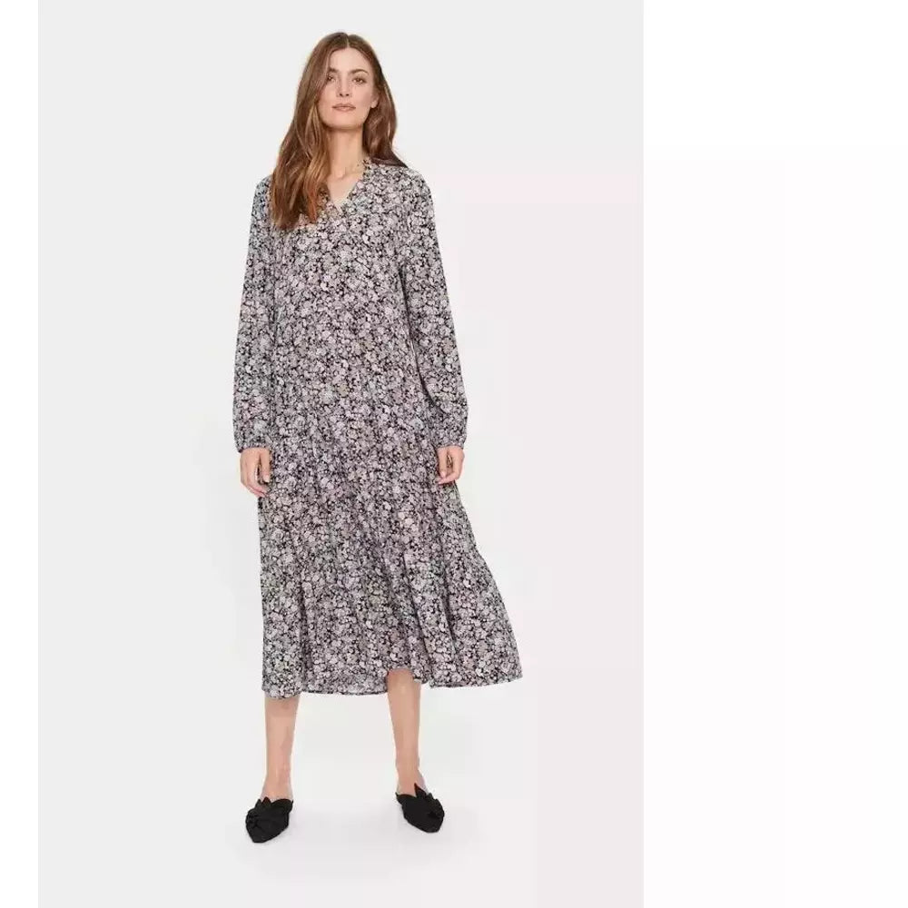 Saint Tropez Ladies Eda Maxi Dress - Black Flower Story
