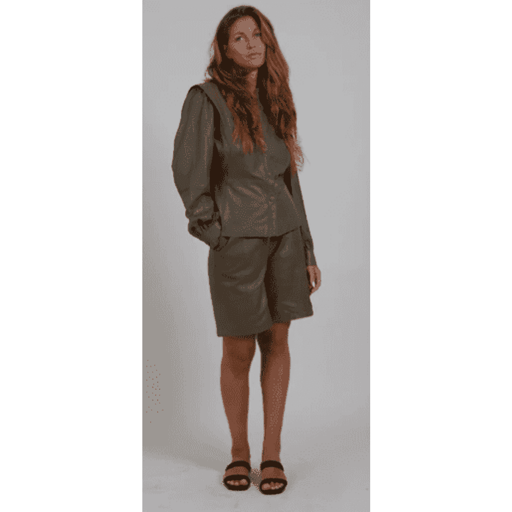 Coster Copenhagen Ladies Leather Shirt - Dark Shade Grey