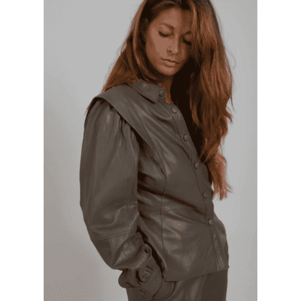 Coster Copenhagen Ladies Leather Shirt - Dark Shade Grey