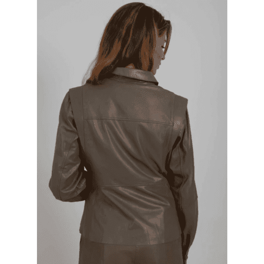 Coster Copenhagen Ladies Leather Shirt - Dark Shade Grey