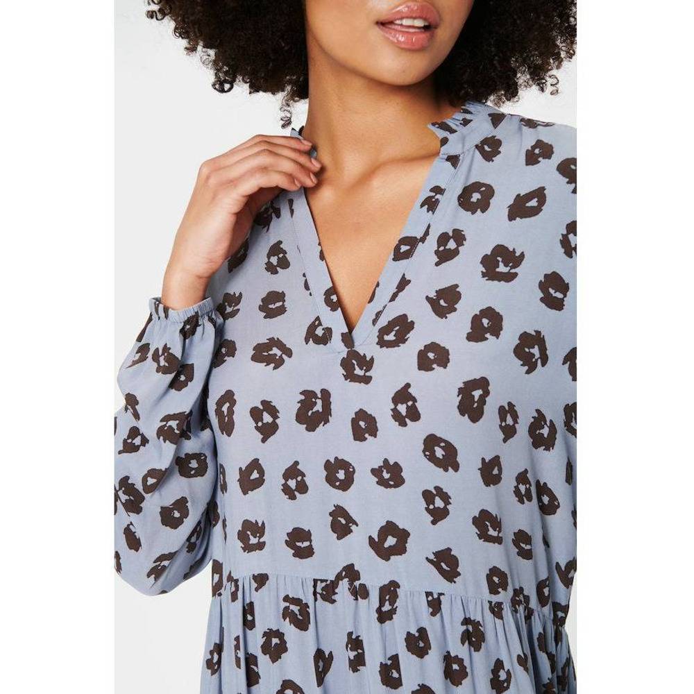 Saint Tropez Ladies Long Sleeve Eda Dress - Quicksilver Flower Shadows