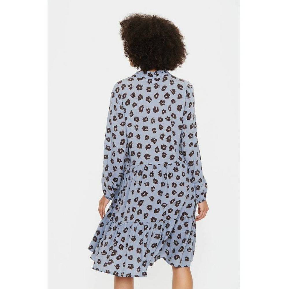 Saint Tropez Ladies Long Sleeve Eda Dress - Quicksilver Flower Shadows