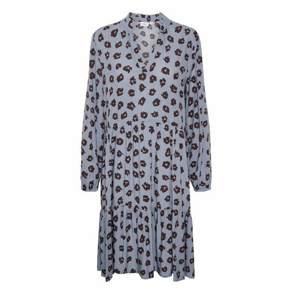 Saint Tropez Ladies Long Sleeve Eda Dress - Quicksilver Flower Shadows