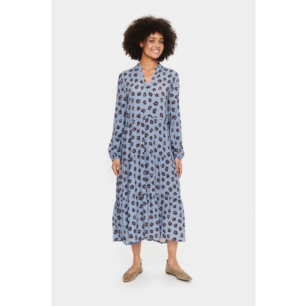 Saint Tropez Ladies Eda Maxi Dress - Quicksilver Flower Shadows