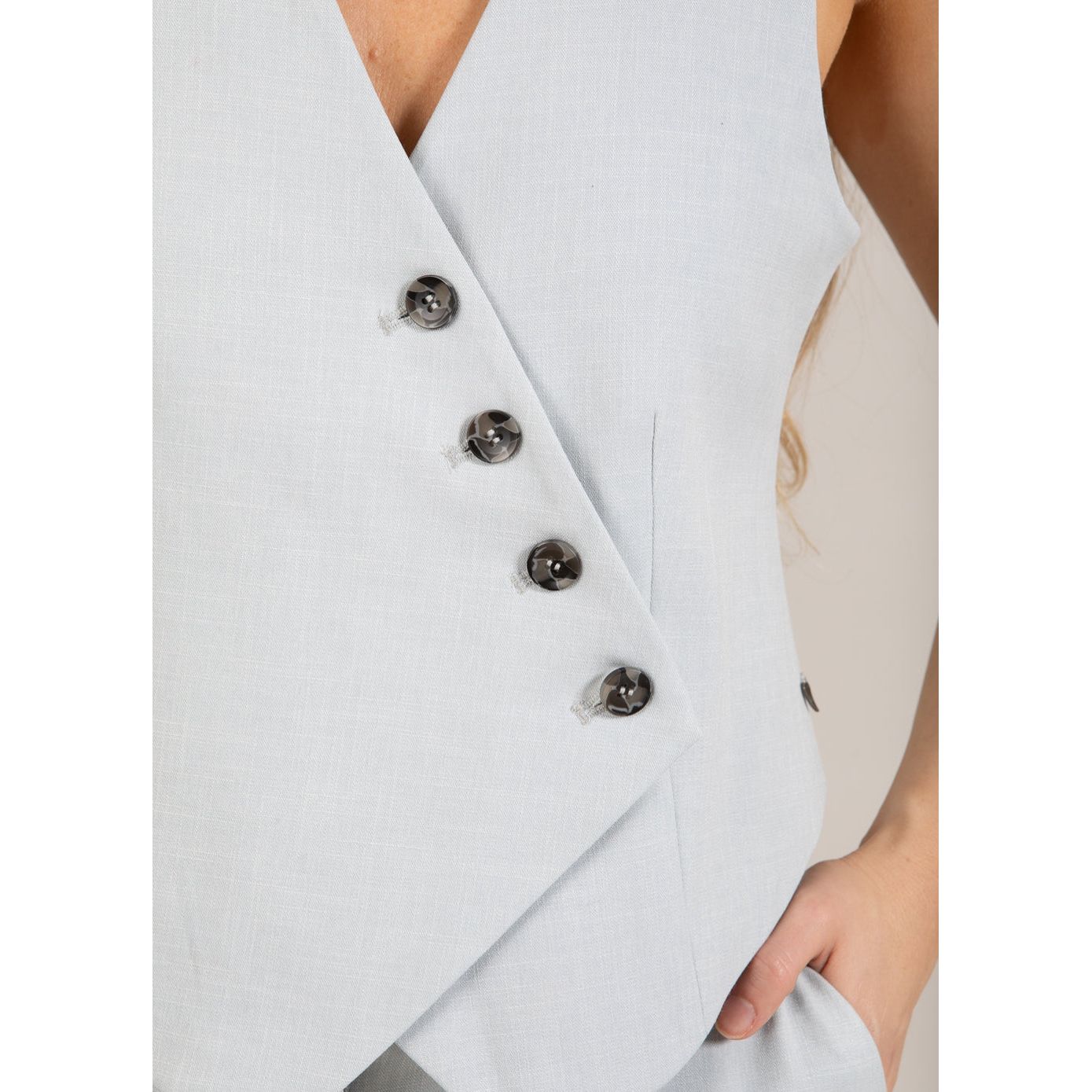 Coster Copenhagen Ladies Asymmetrical Vest - Ice Blue