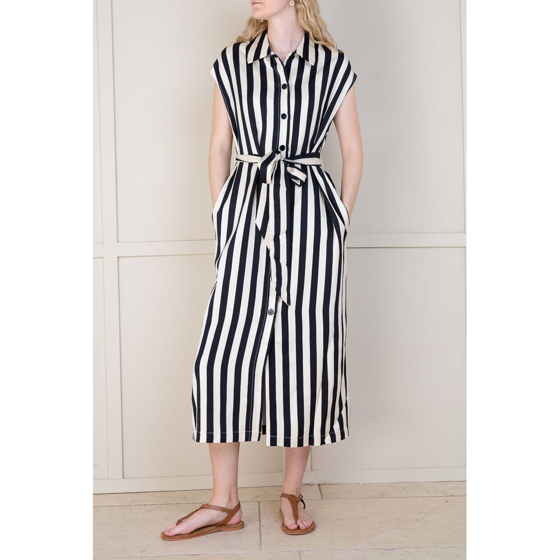 Suncoo Ladies Celest Dress - Beige & Black