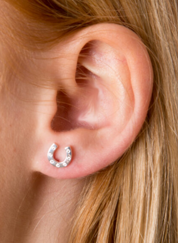 Gemma J Sparkly Silver Horseshoe Stud Earrings