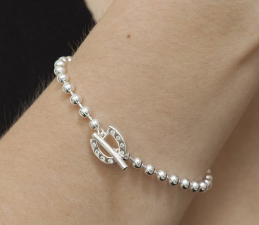 Gemma J Silver T-Bar Horseshoe Bracelet