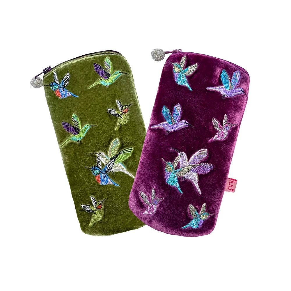 Lua Hummingbird Velvet Glasses Purse