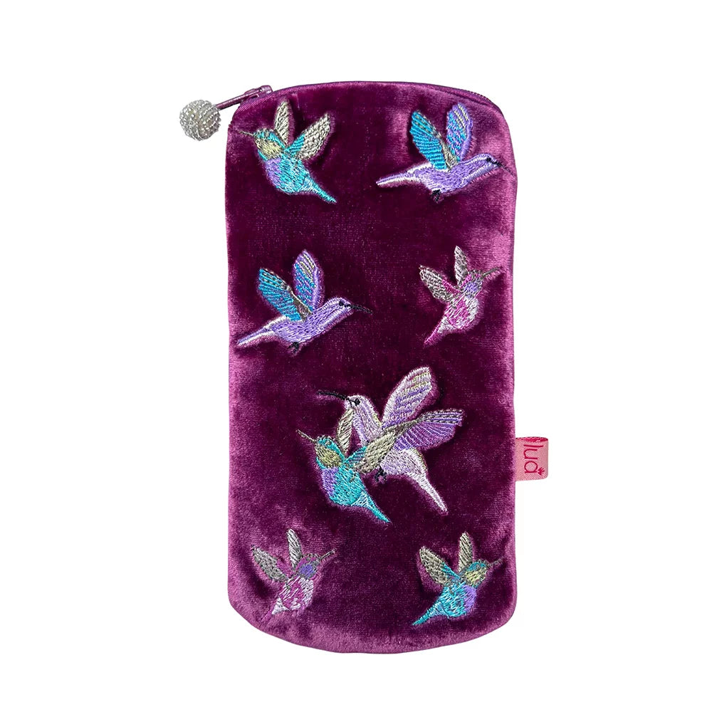 Lua Hummingbird Velvet Glasses Purse