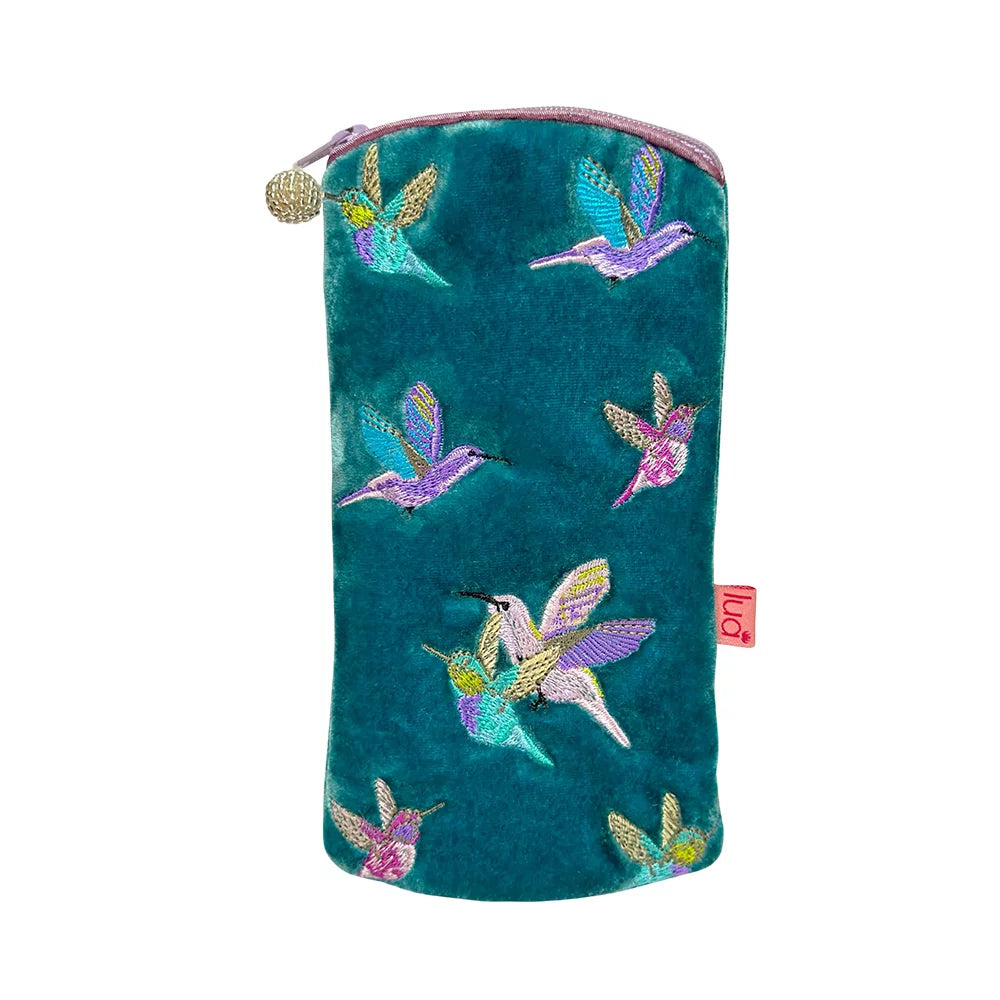 Lua Hummingbird Velvet Glasses Purse