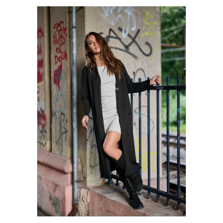 Henriette Steffensen Ladies Long Jersey Cardigan 77002 - Black