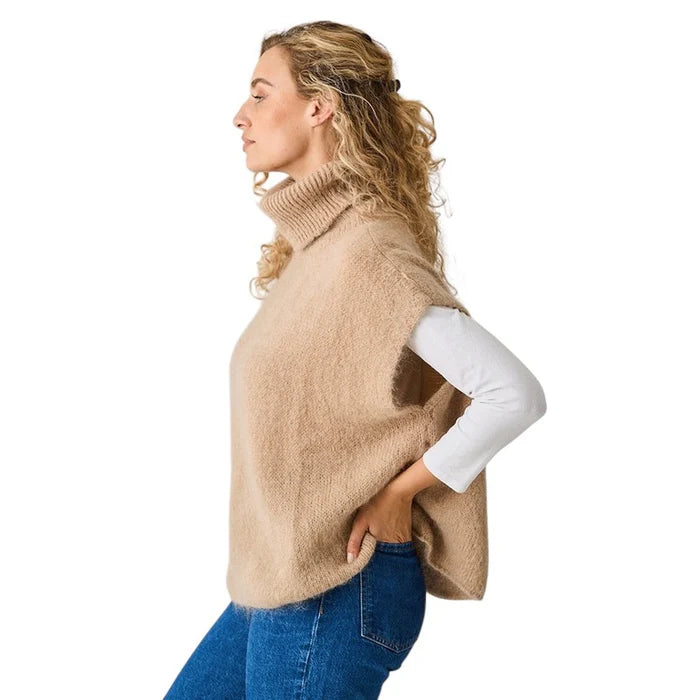 Luella Ladies Uley Mohair Knit Oversize Roll Neck Tank Top - Toffee