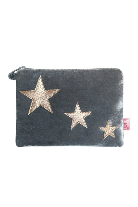 Lua Stars Grey Velvet Purse