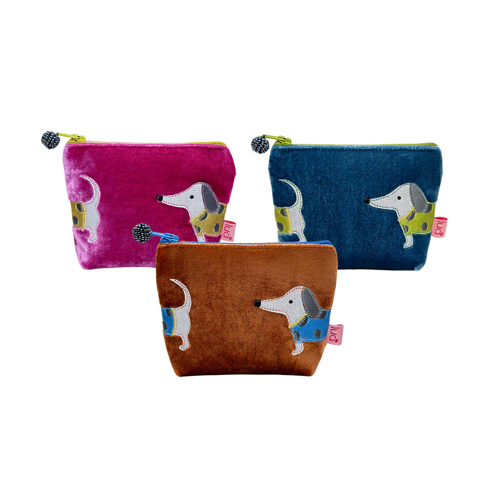 Lua Sausage Dog Velvet Mini Purse