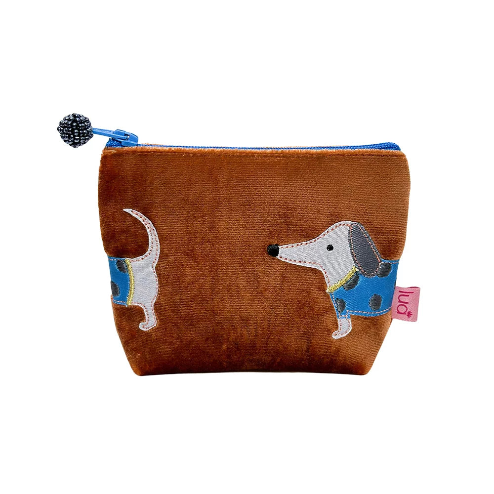 Lua Sausage Dog Velvet Mini Purse