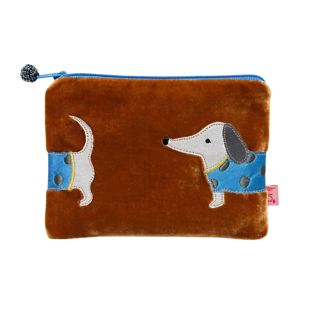 Lua Sausage Dog Velvet Purse