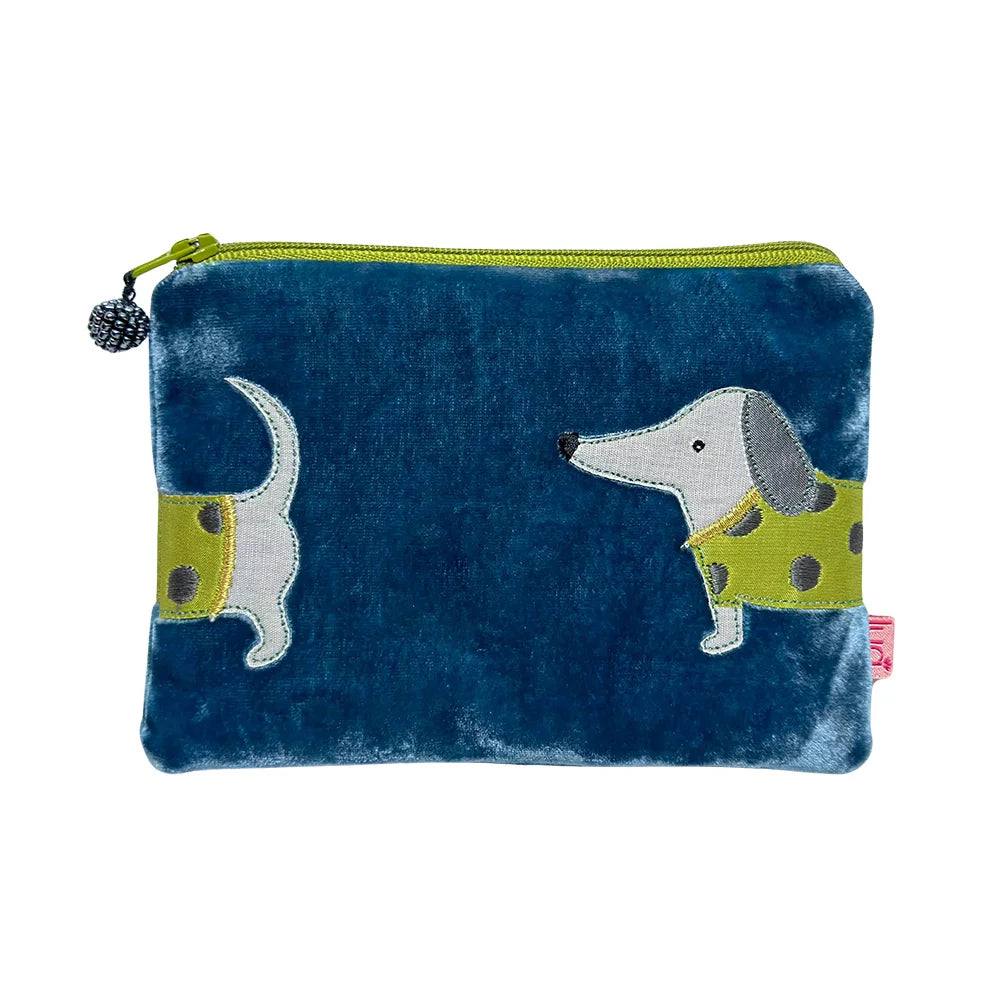 Lua Sausage Dog Velvet Purse