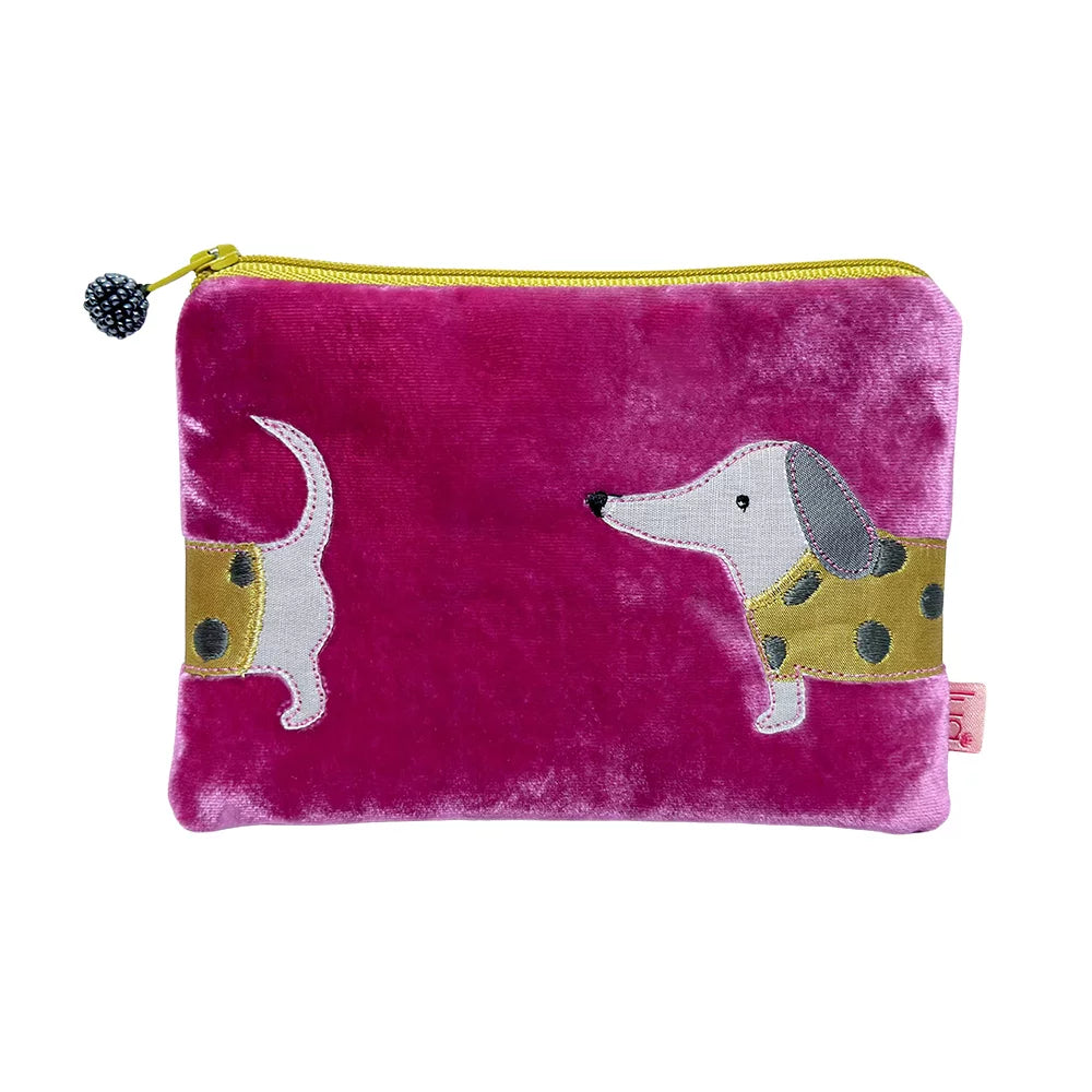 Lua Sausage Dog Velvet Purse