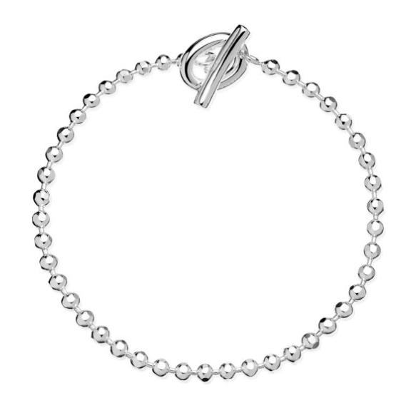 Gemma J Silver T-Bar Beaded Bracelet